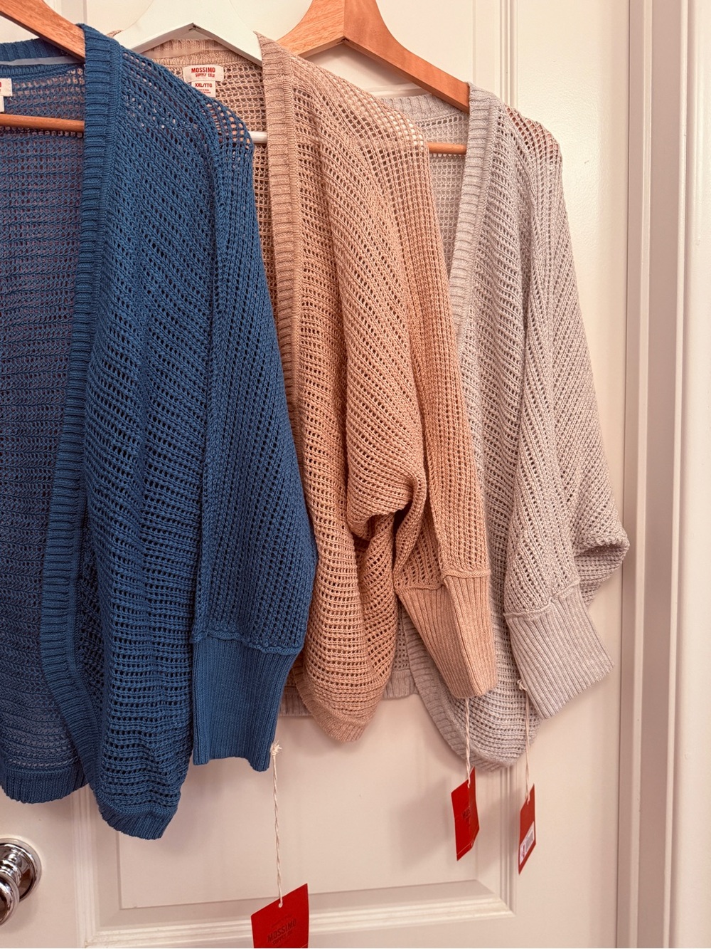 Mossimo Supply Co. Open-Knit Cardigan Set — Blue, Tan & Light Gray